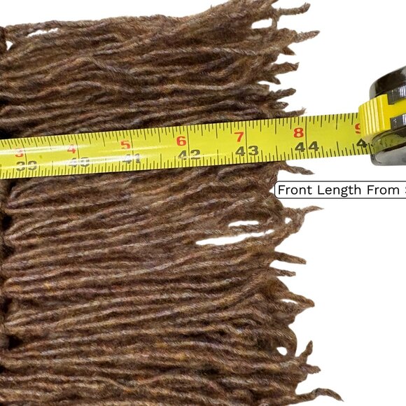 Long Brown Chunky Cable Knit Sweater Coat Open Front - Picture 6 of 8